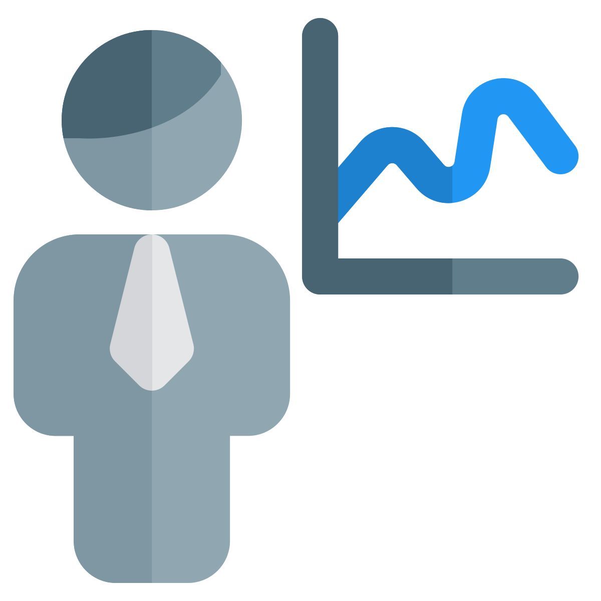 graph chart of the businessman sharing the graph icon