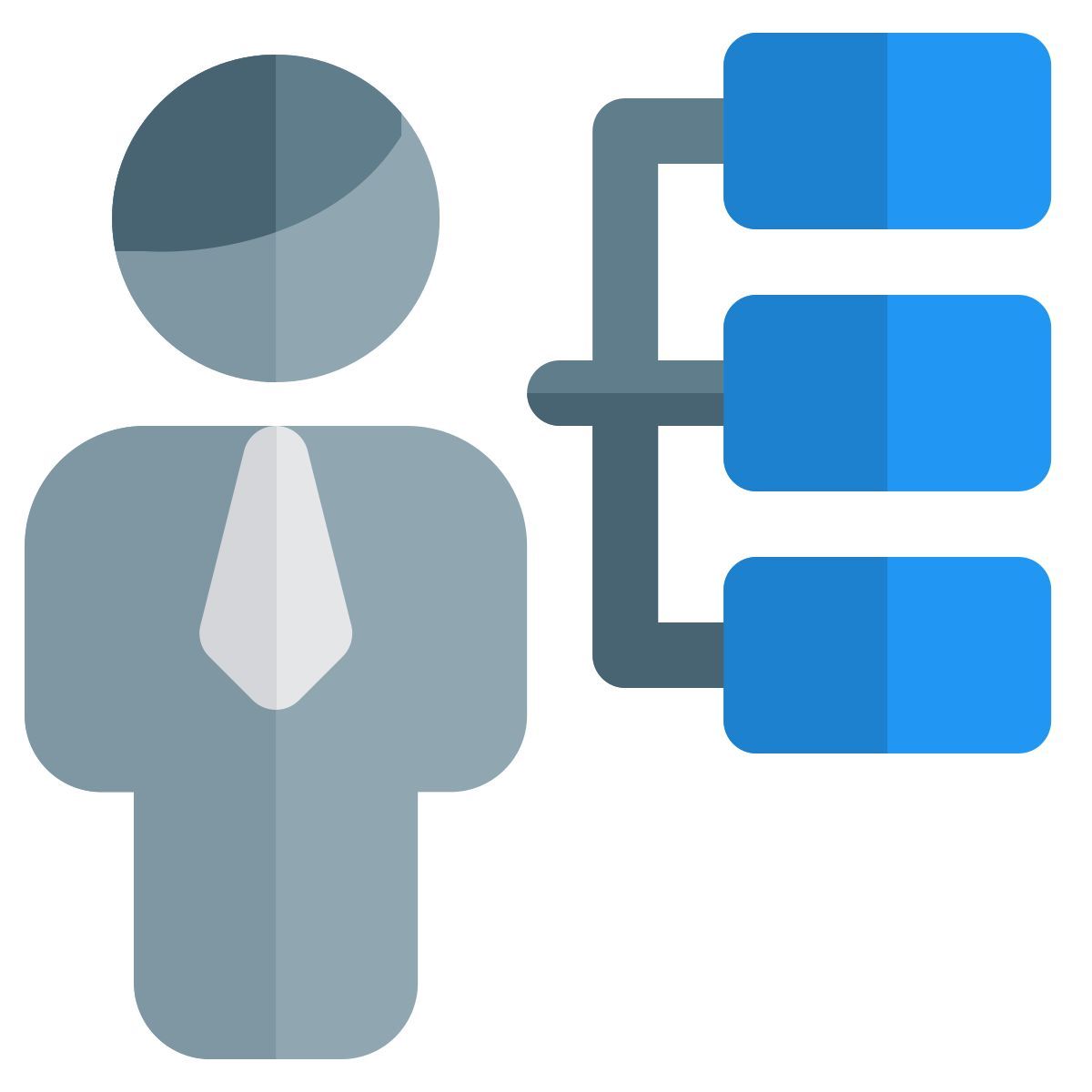 Hierarchy chart of a organization with list of board members icon
