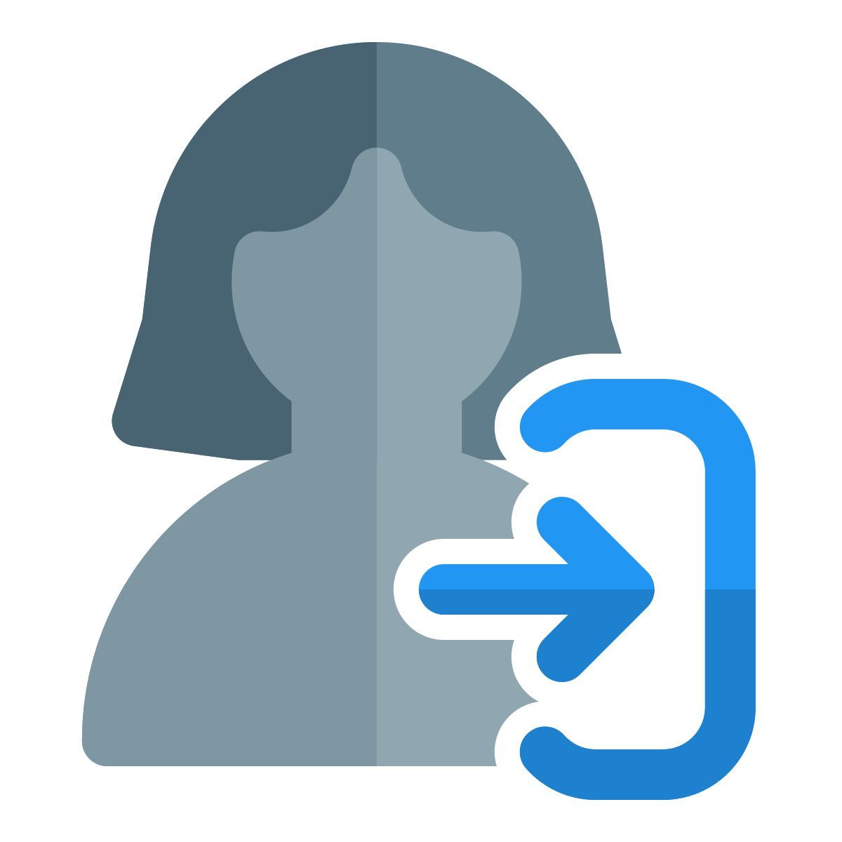 login access of a user with a right direction arrow key icon