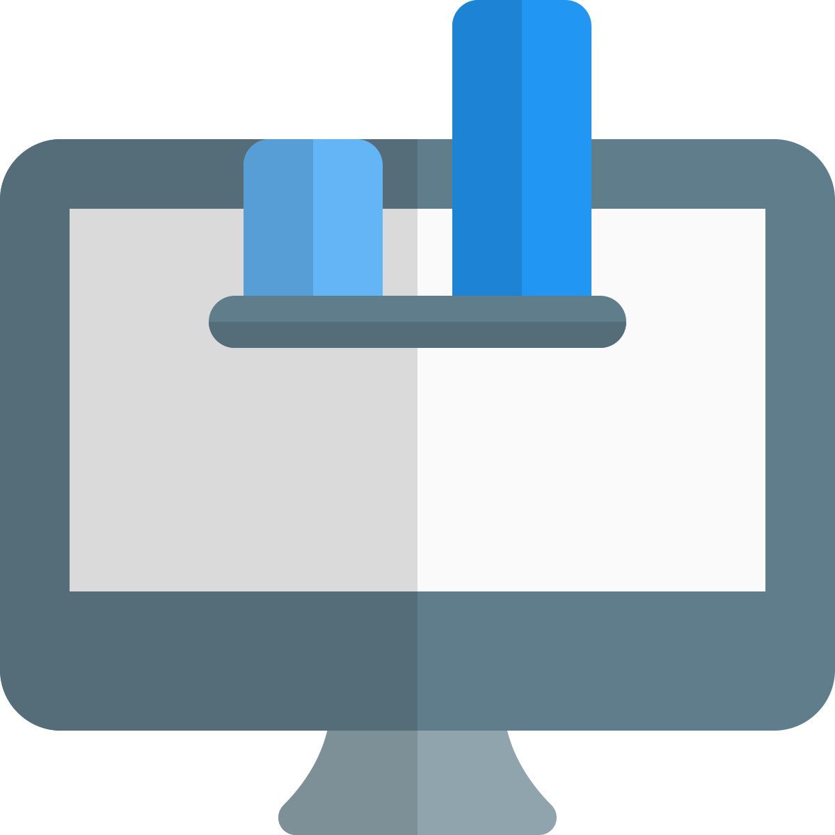 bar graph on computer icon
