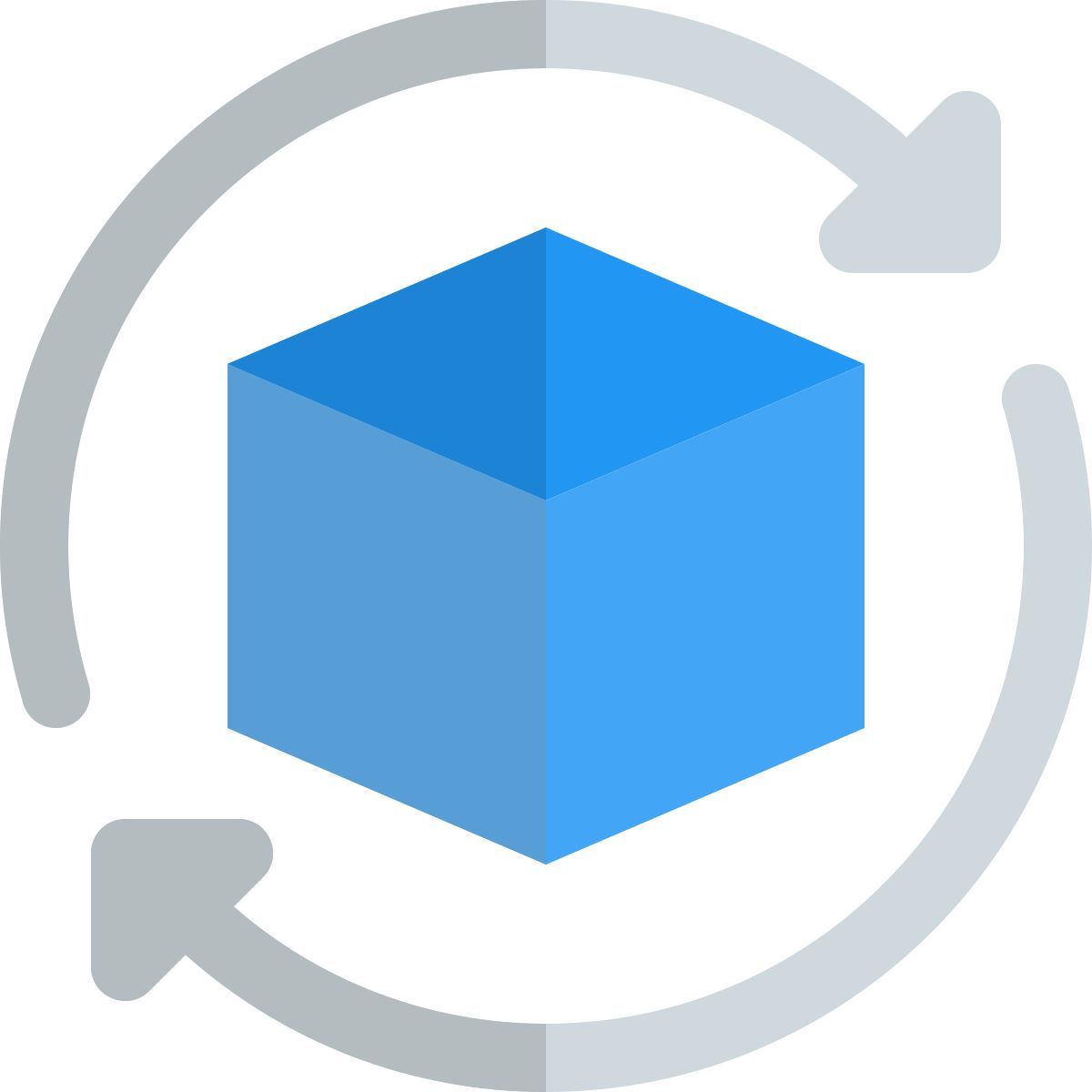 reload cube design with loop arrows layout icon