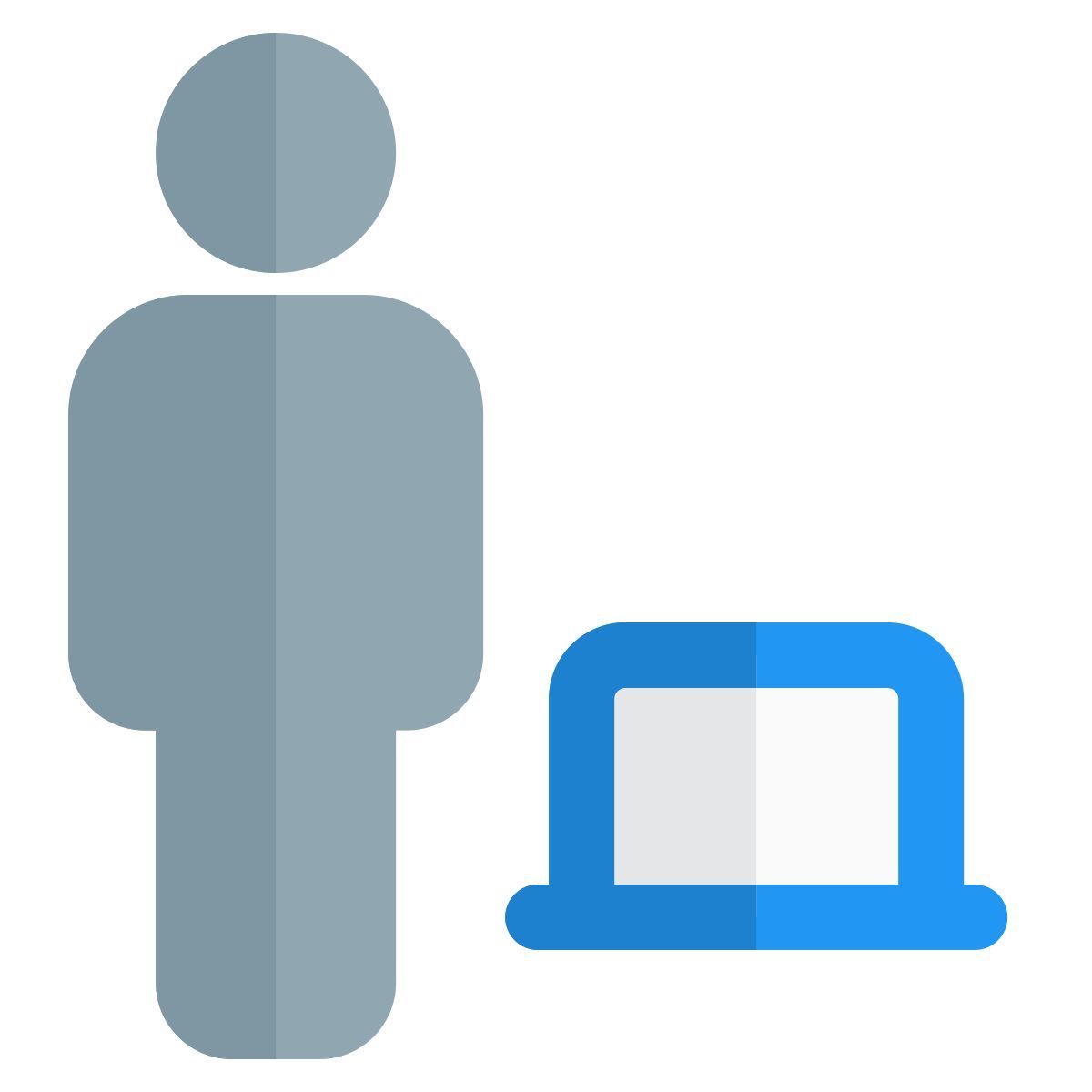 remote working employee from home on laptop icon