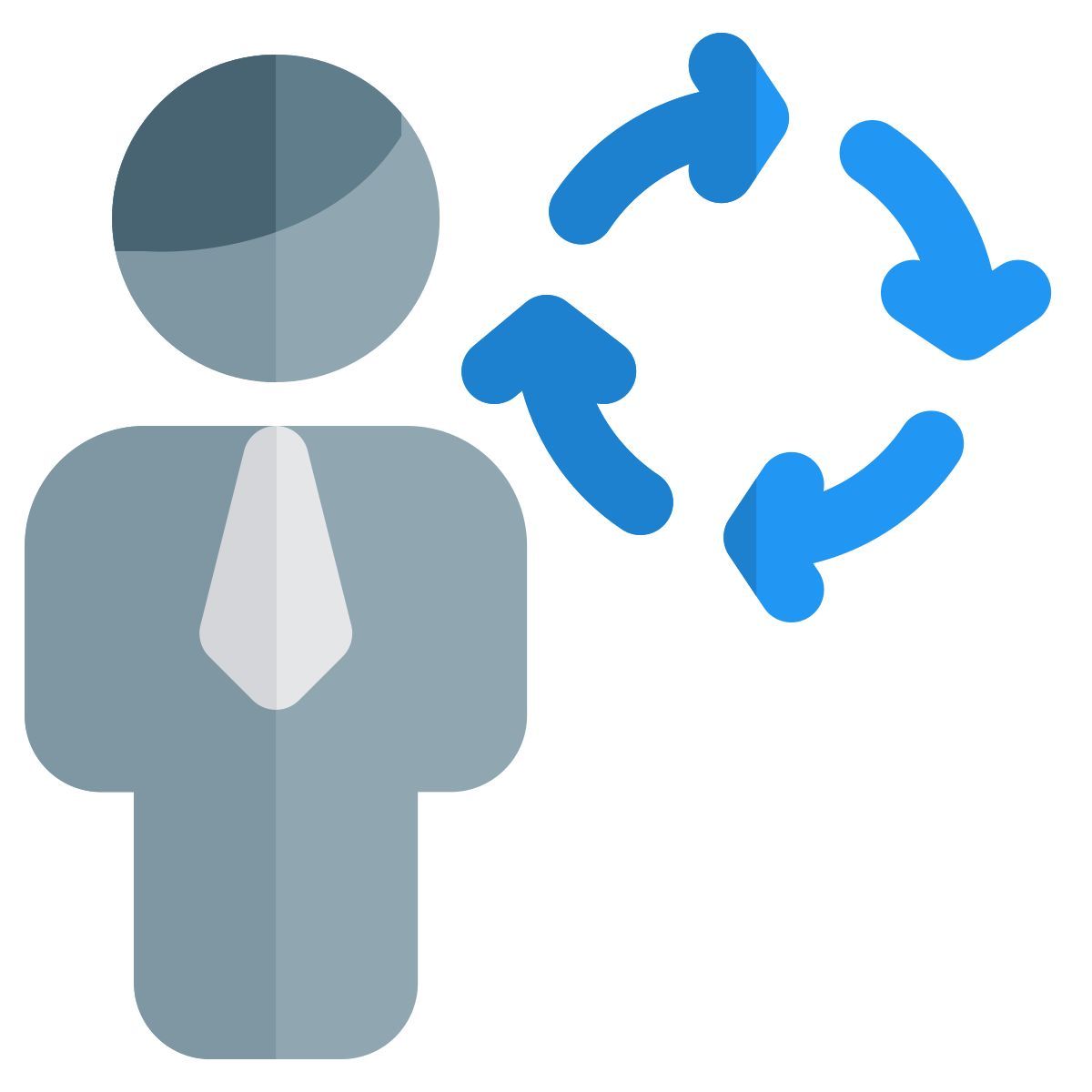 routine shift for manager the work process with loop arrows icon
