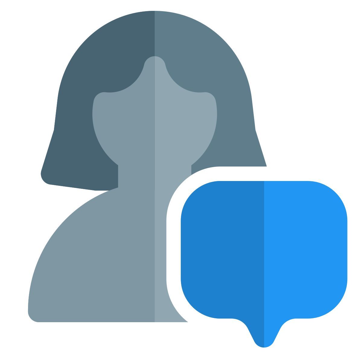 single female user chatting with their family members icon