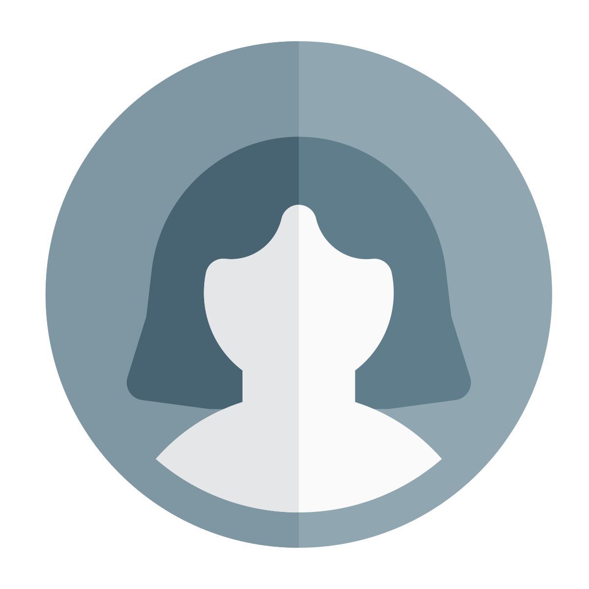 single female user profile picture layout for online social media dashboard icon