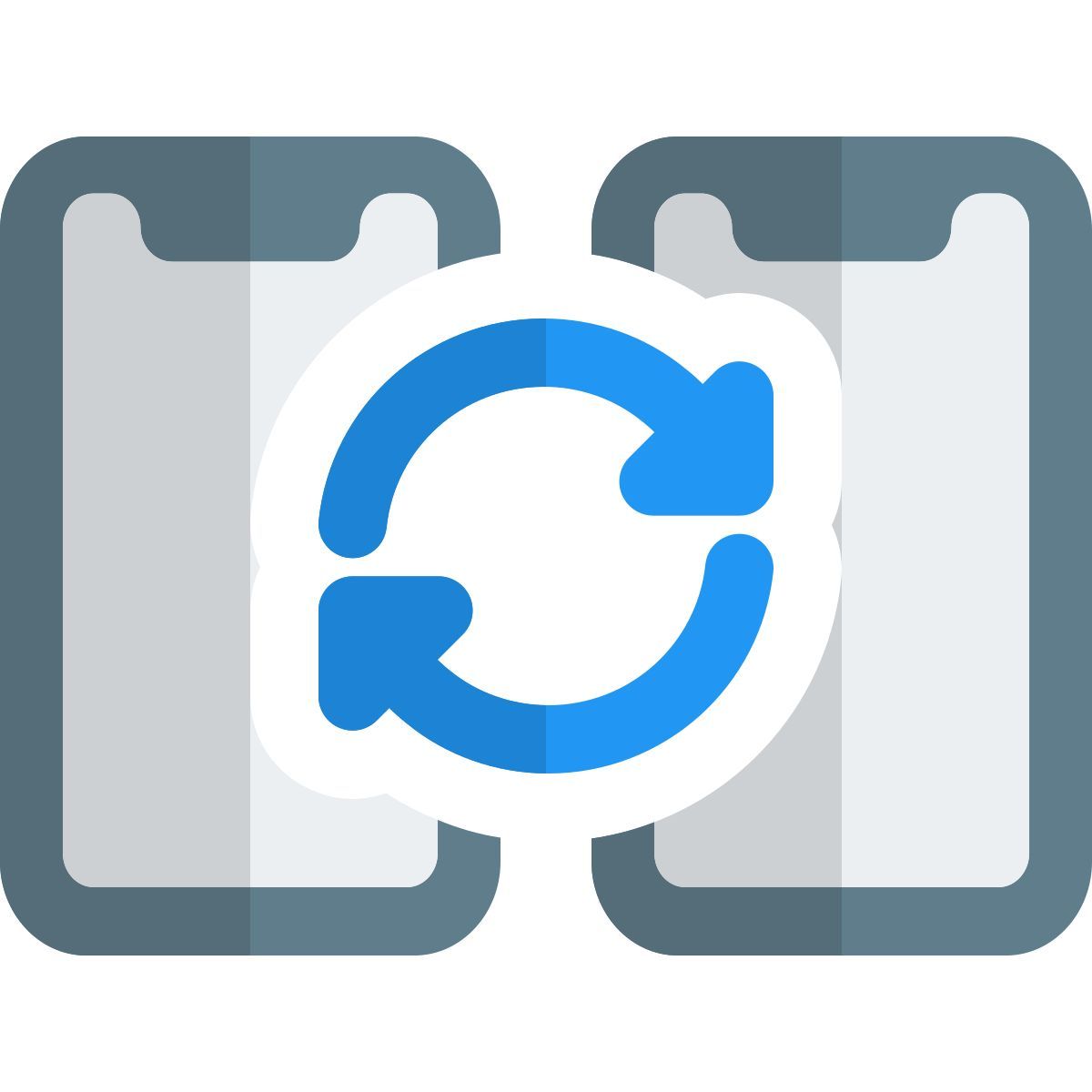 smartphone con notch e layout di sincronizzazione loop icon