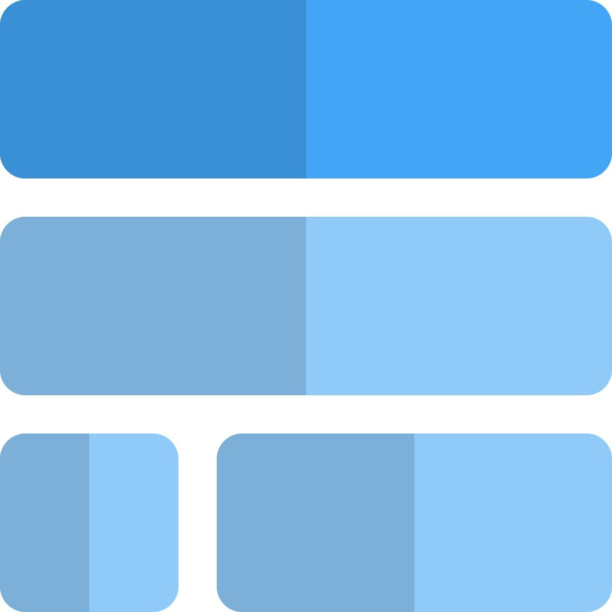 layout delle sezioni orizzontali icon