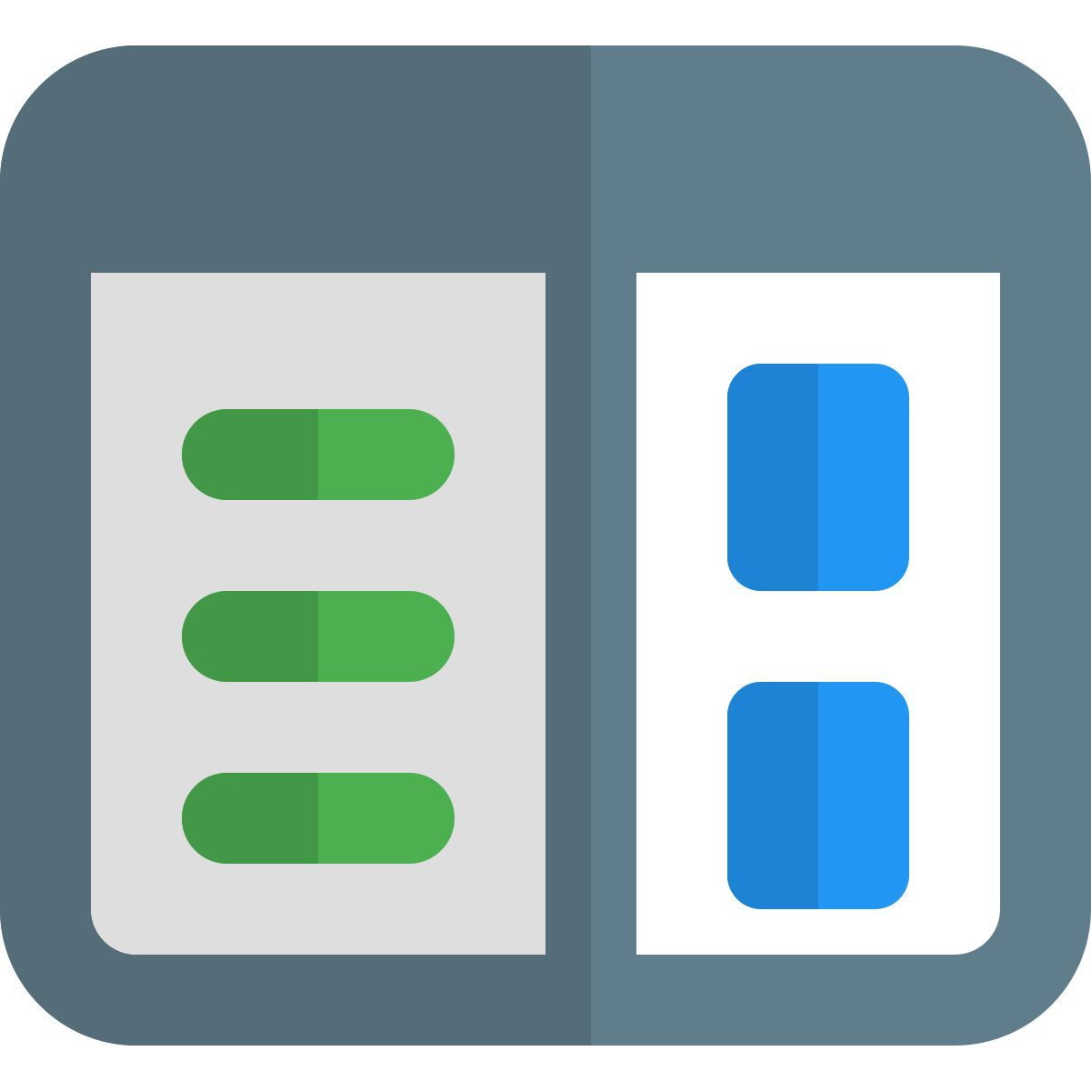 Web avec contenu à gauche et menu à gauche icon