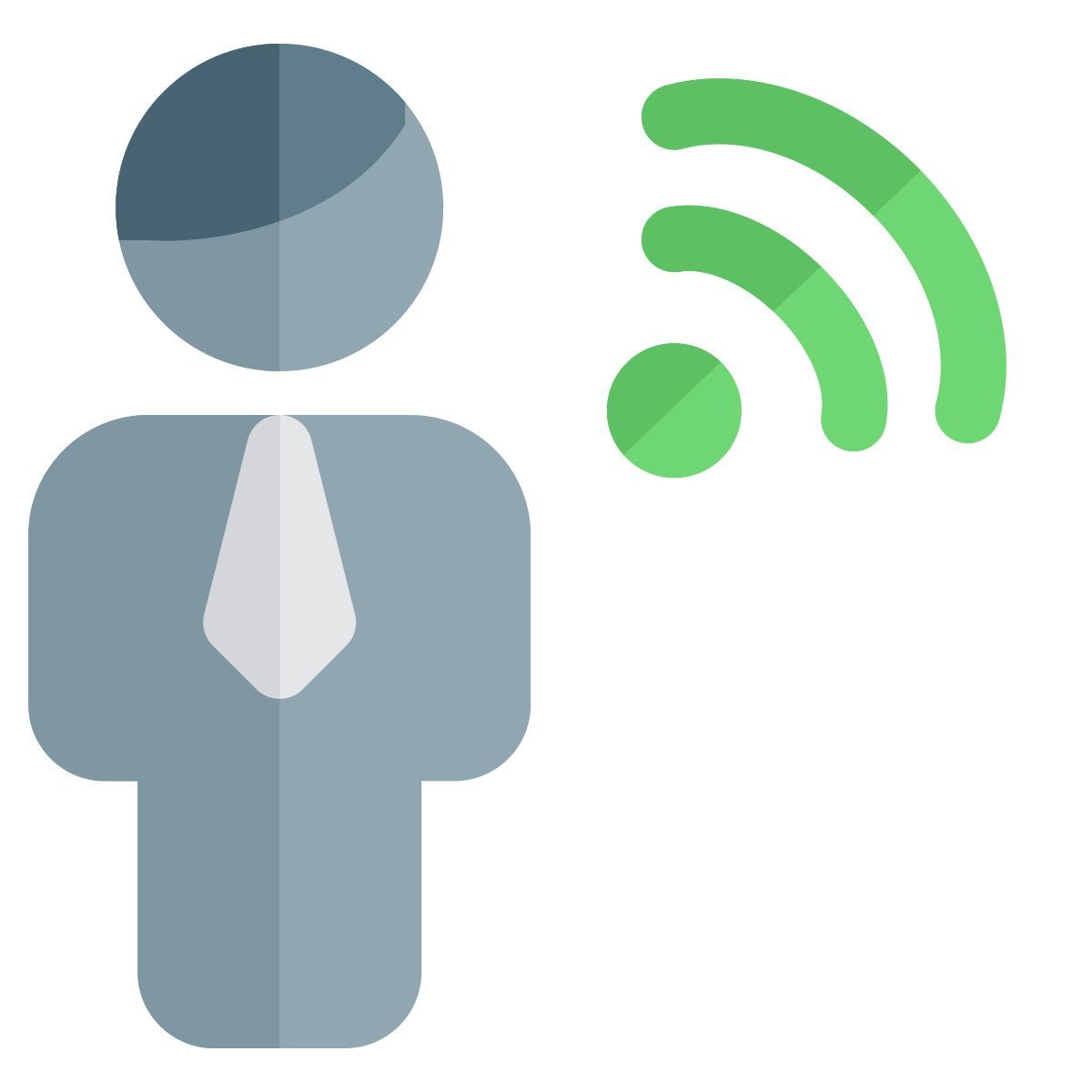 wireless internet router key shared with businessman in a company icon