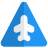 external triangular-shape-sign-board-with-airplane-logotype-traffic-shadow-tal-revivo icon