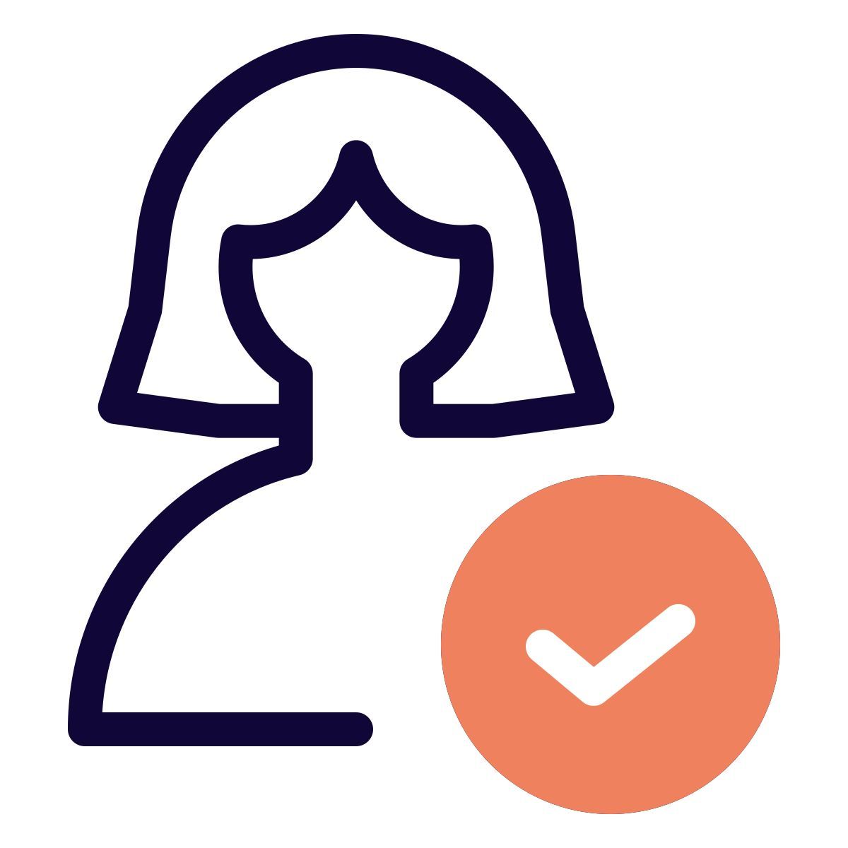 Check mark on a natural user for authentication and approval icon