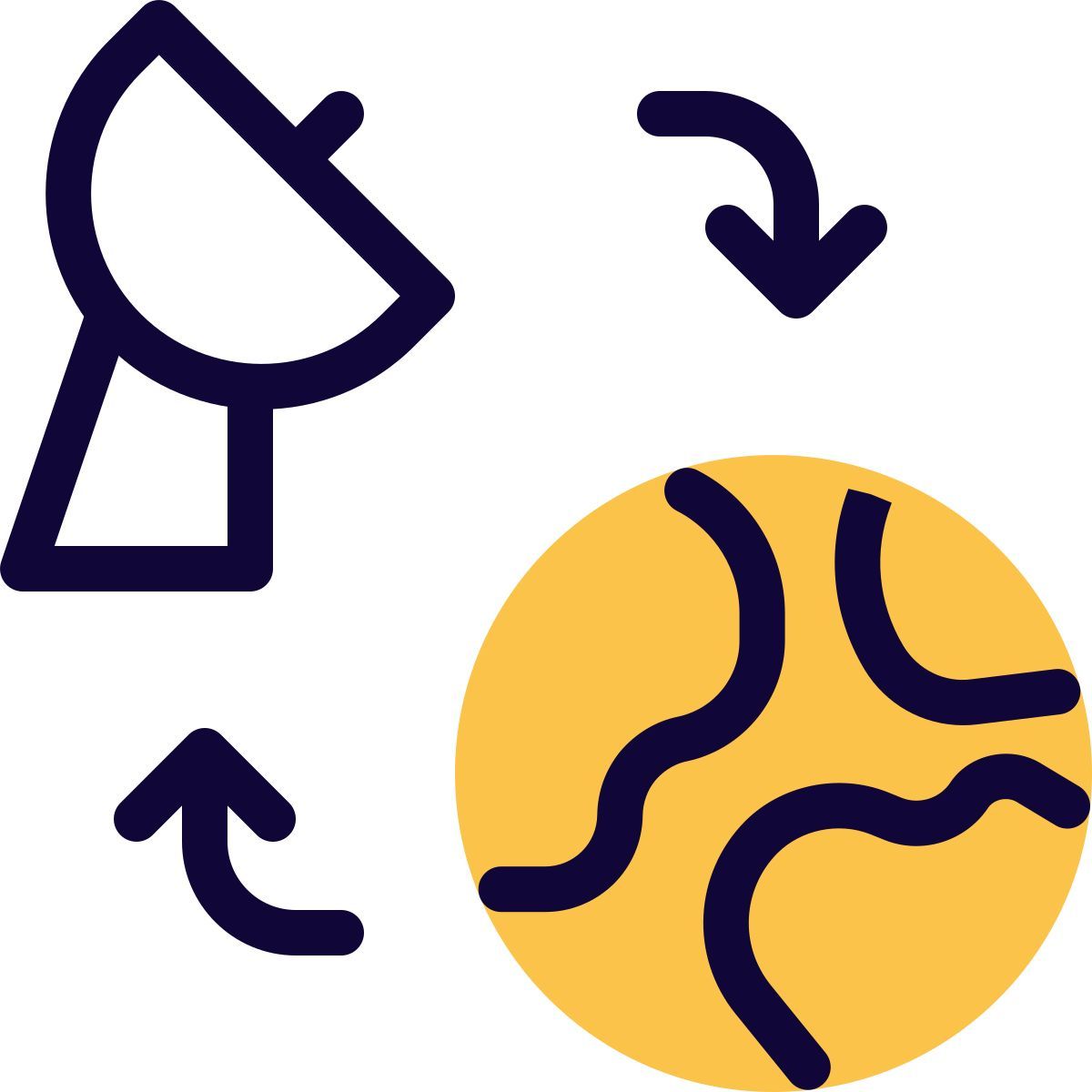 satellite dish to earth icon