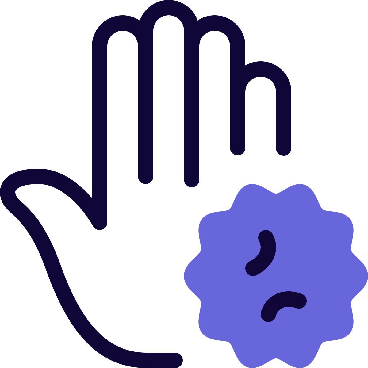 äußere hand infiziert durch ein corona virus isoliert auf einem weißen hintergrund corona solid tal revivo icon