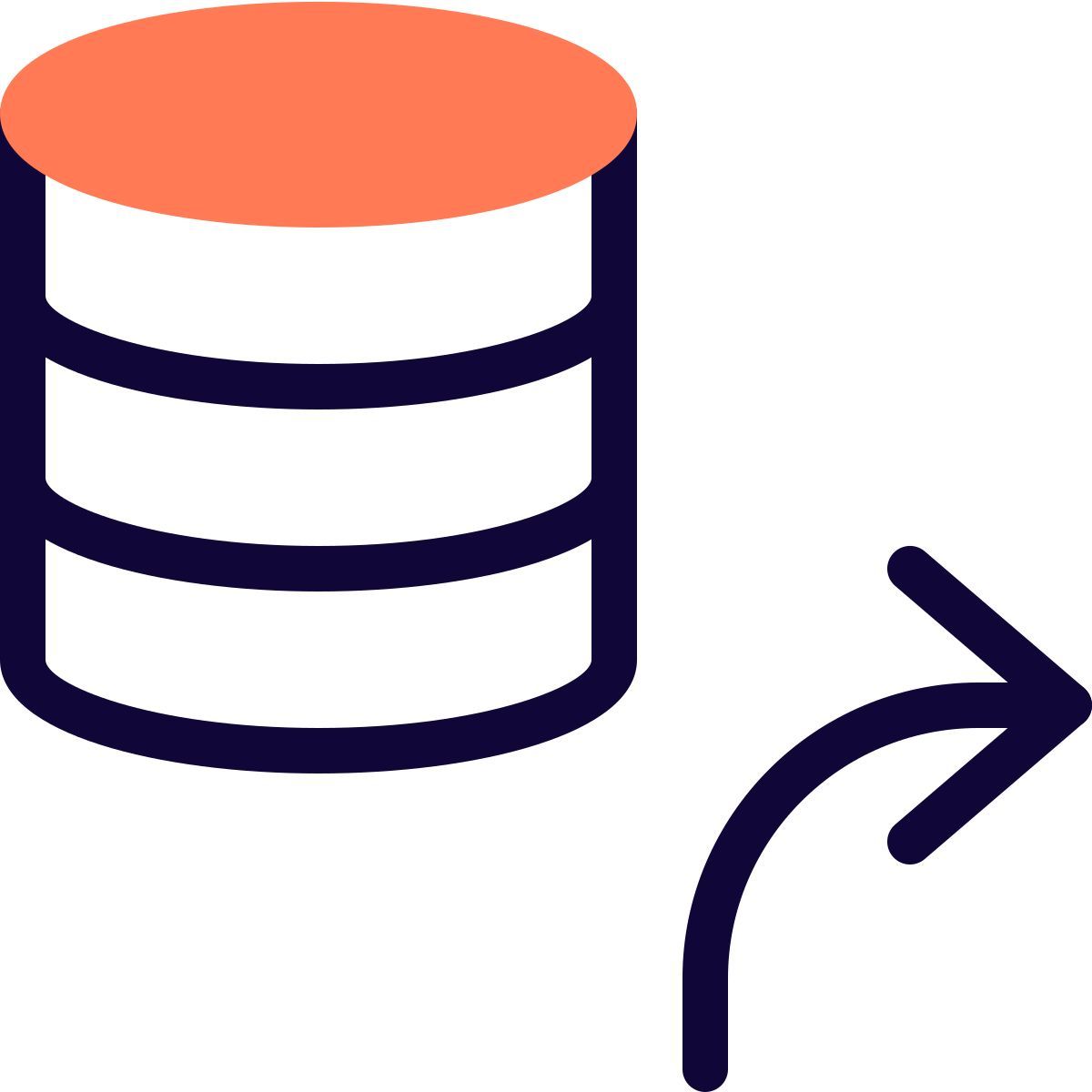 database forwarding technology icon