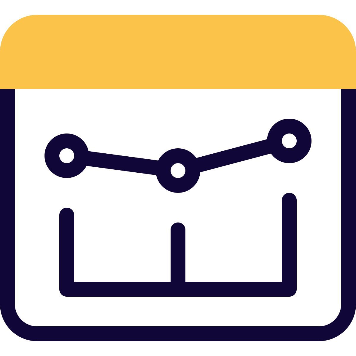 Infográficos com gráfico de linhas armazenados em uma página da web icon