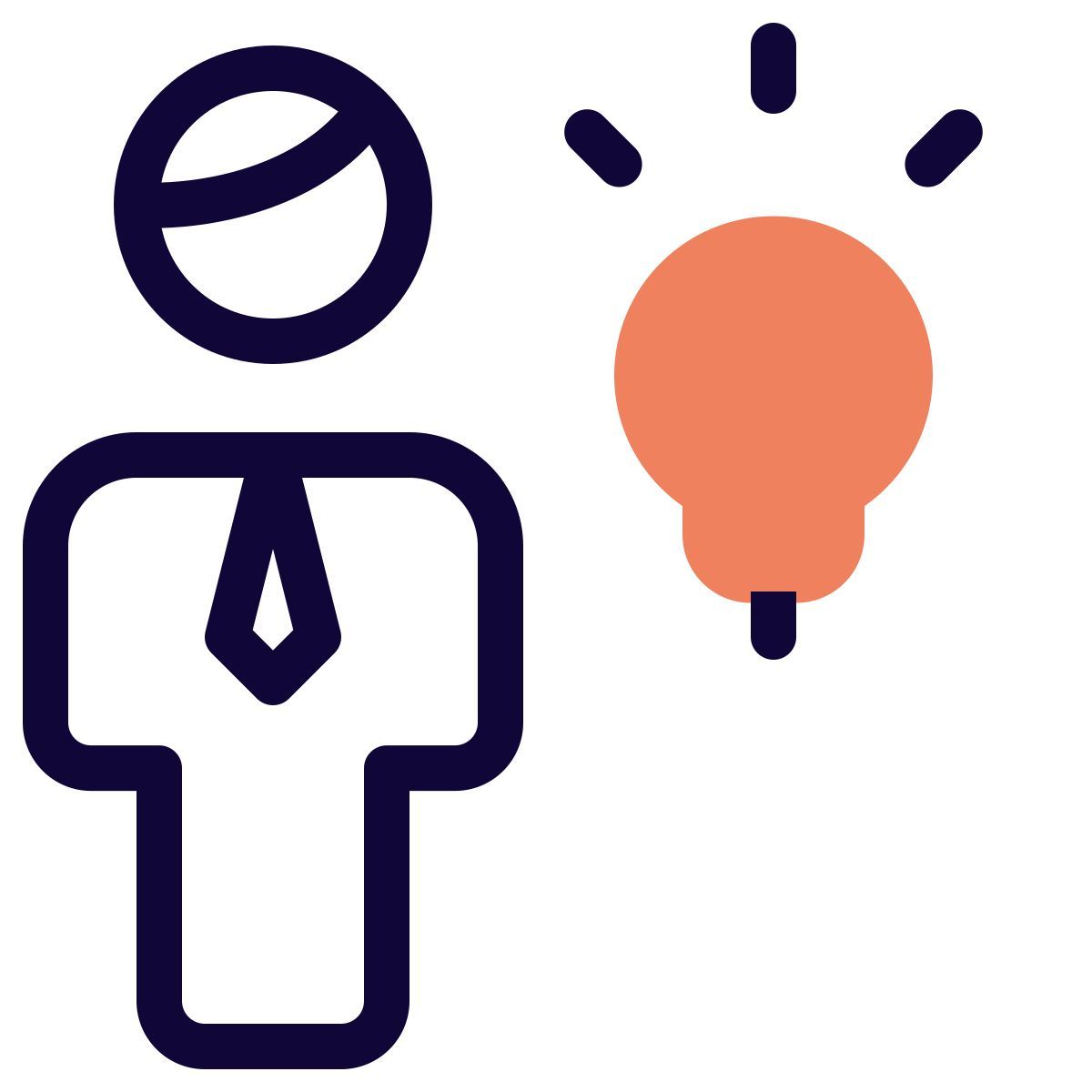 innovative idea for bright businessman isolated on white background icon