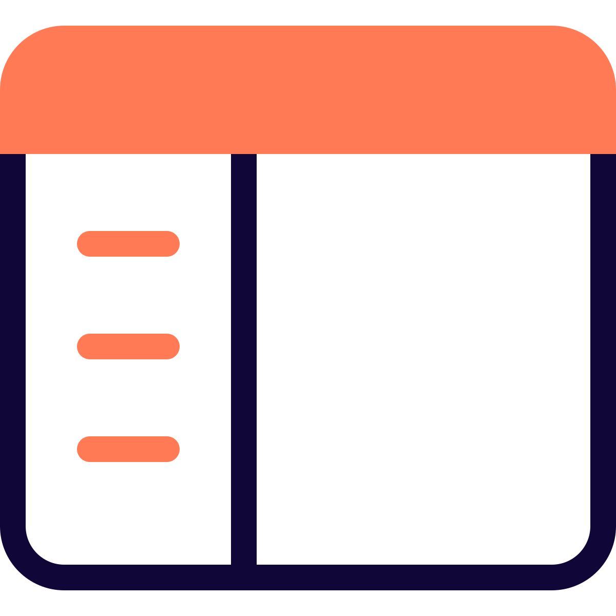 página com menu icon