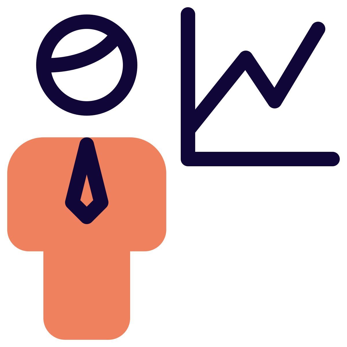 line chart of the businessman with sales graph icon