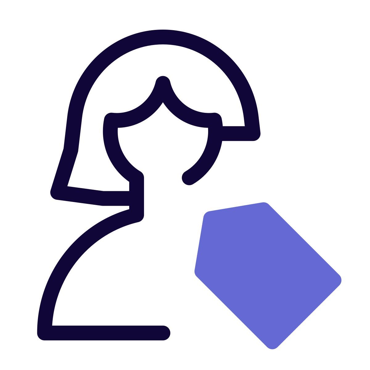 price tag of an object for the single user icon