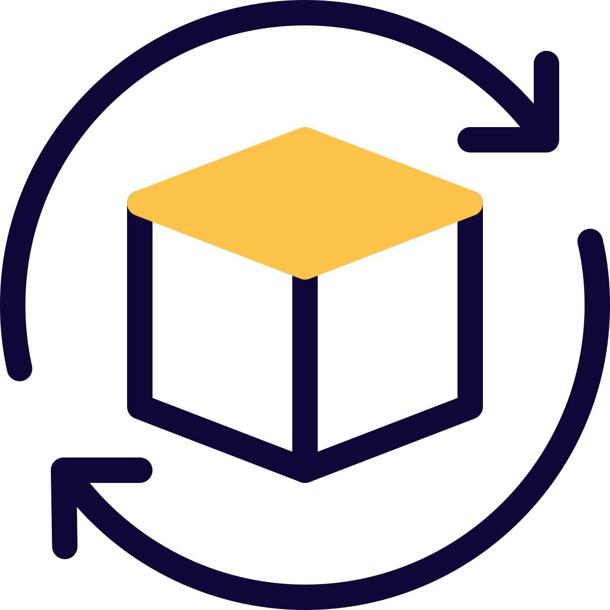 reload cube design with loop arrows layout icon