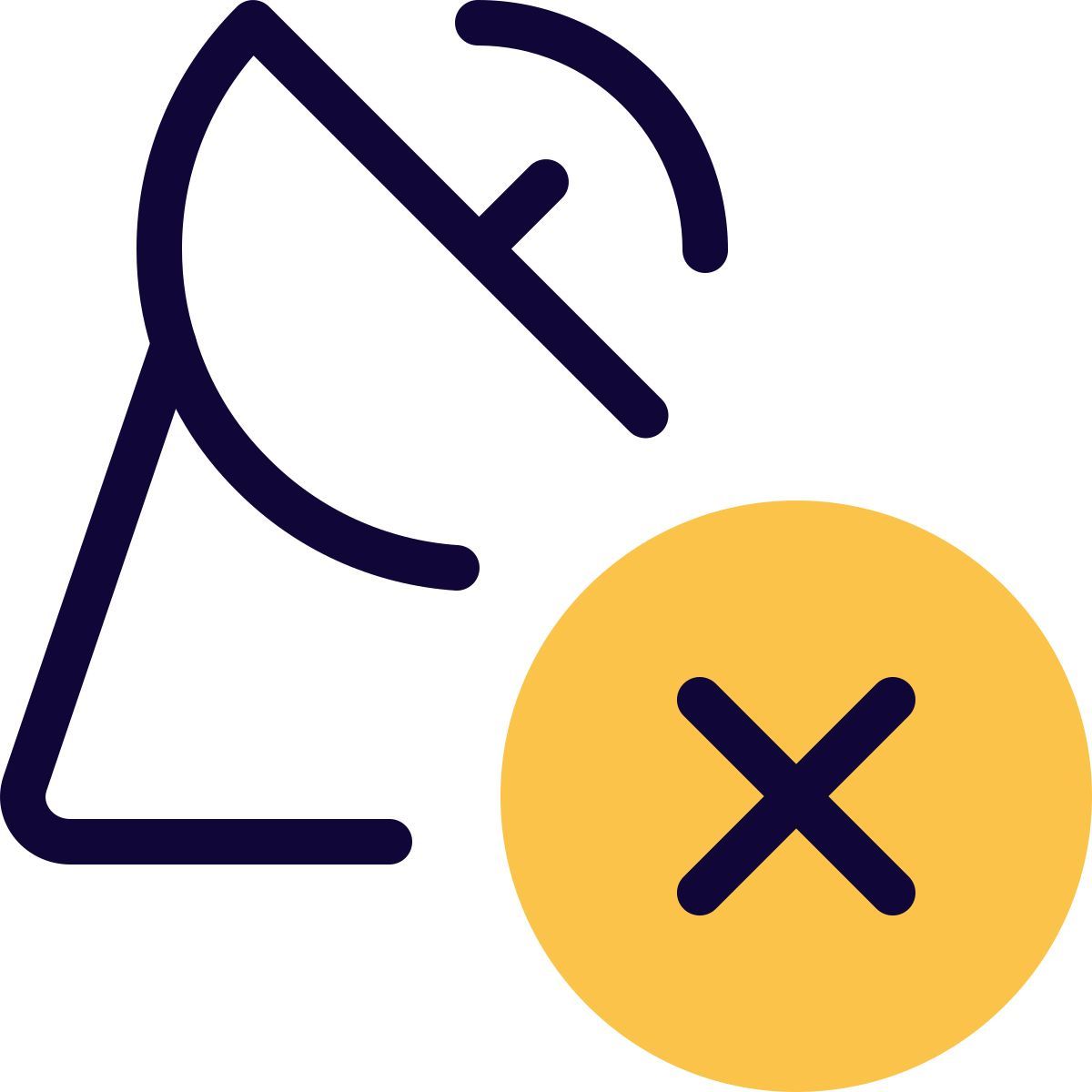 remove satellite network with cross logotype on dish antenna icon