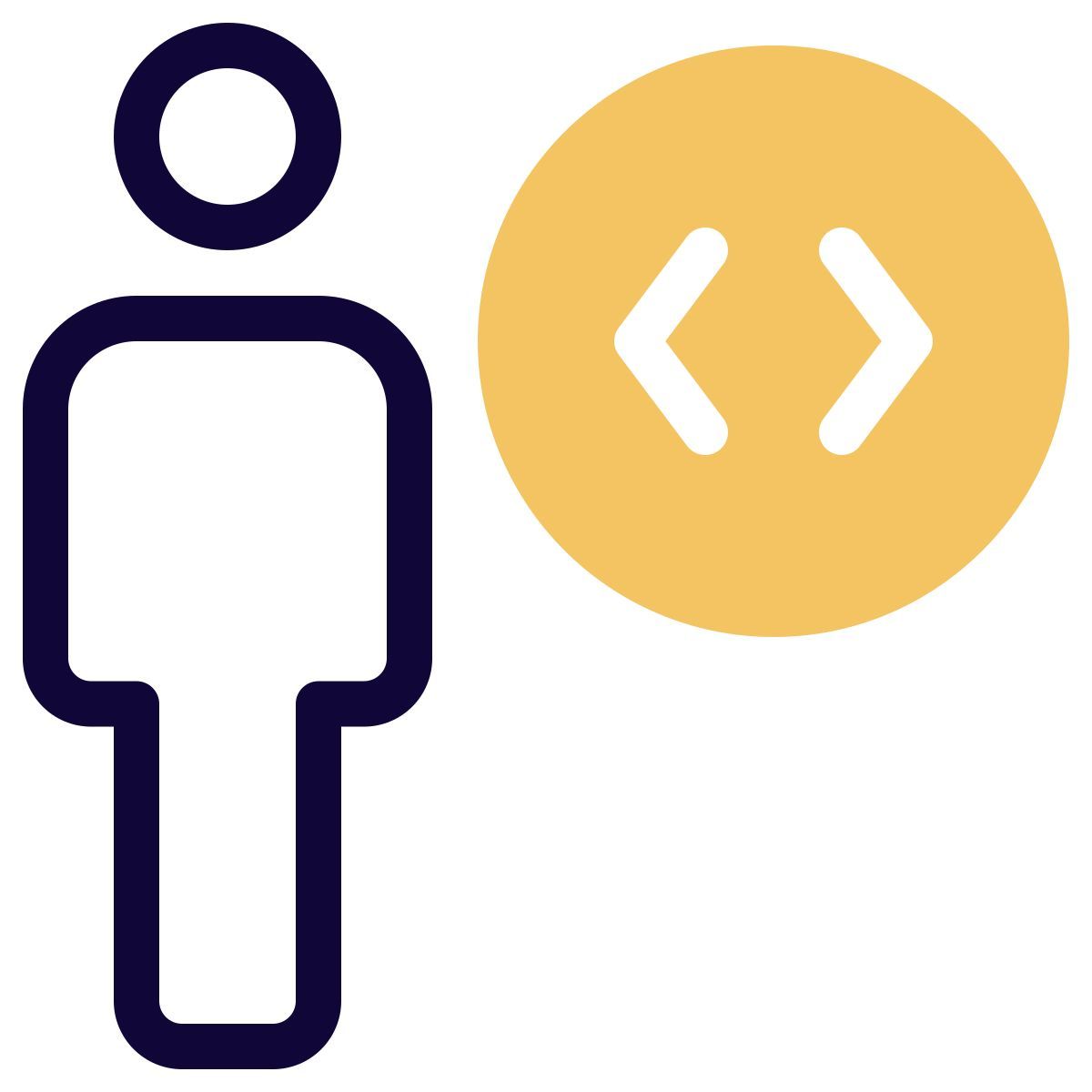 single of worker peers joining the workforce of coding icon