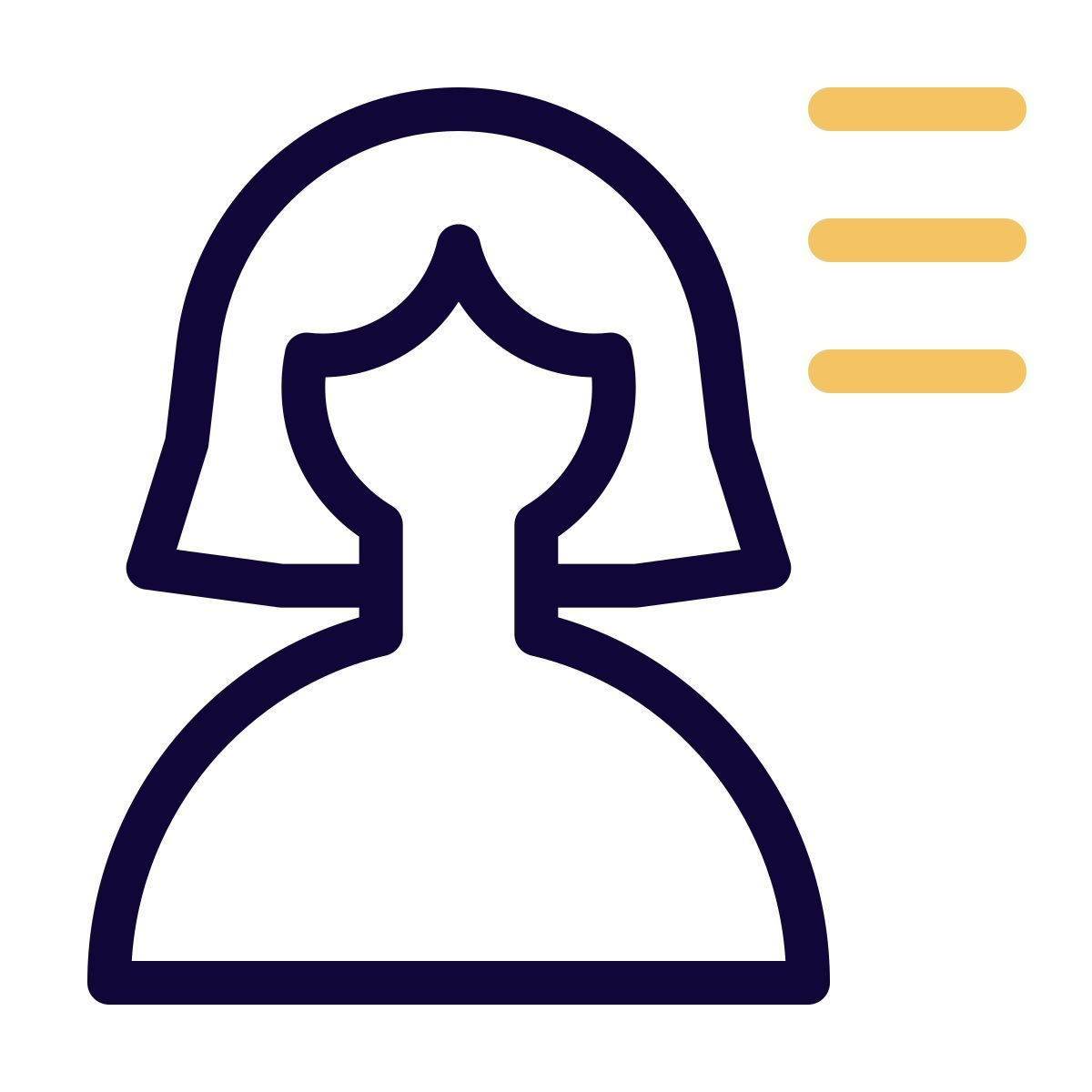 social media profile with hamburger menu button style icon