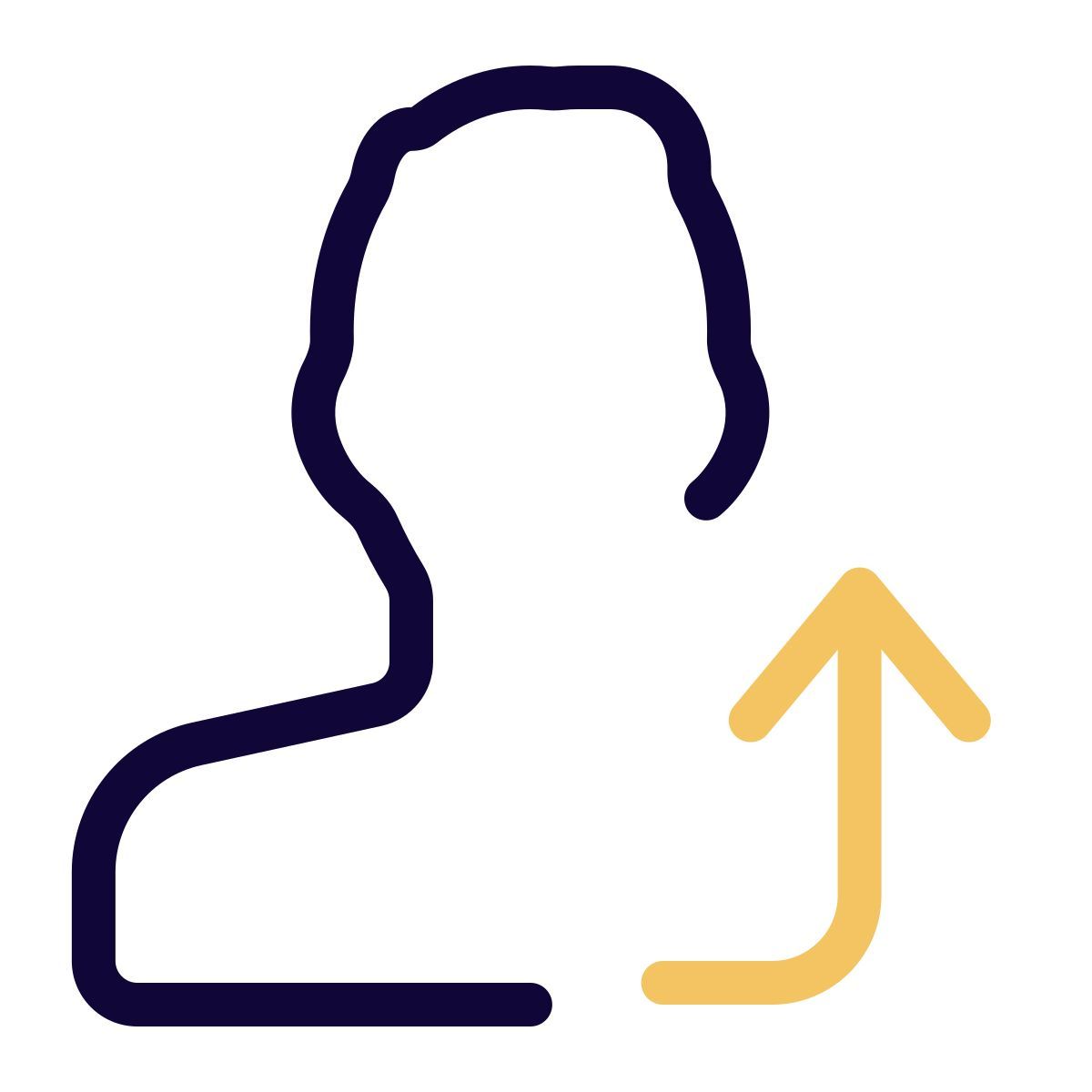 user curved up arrow icon