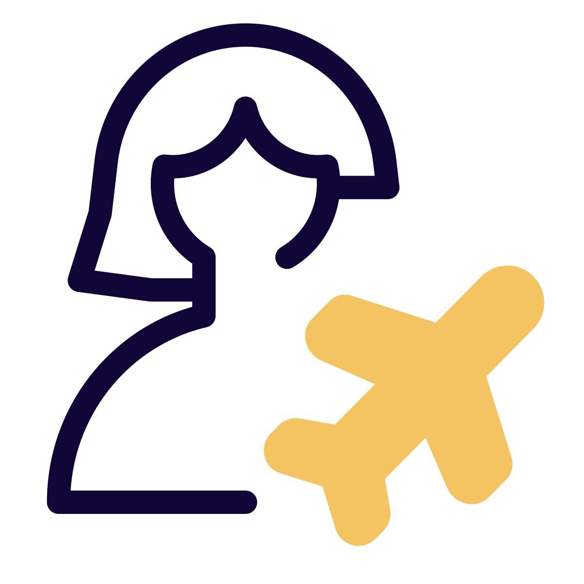 user with a flight logotype as an indication of a vacation mode icon
