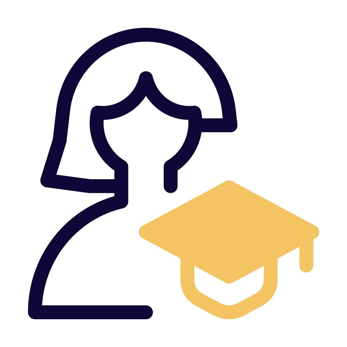 woman user with graduation cap isolation on white background icon