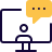 external online-chat-conversation-with-speech-bubble-in-monitor-meeting-solid-tal-revivo icon