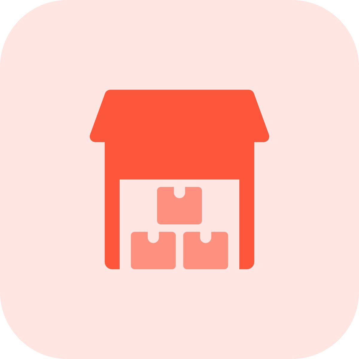 packages in storage facility icon