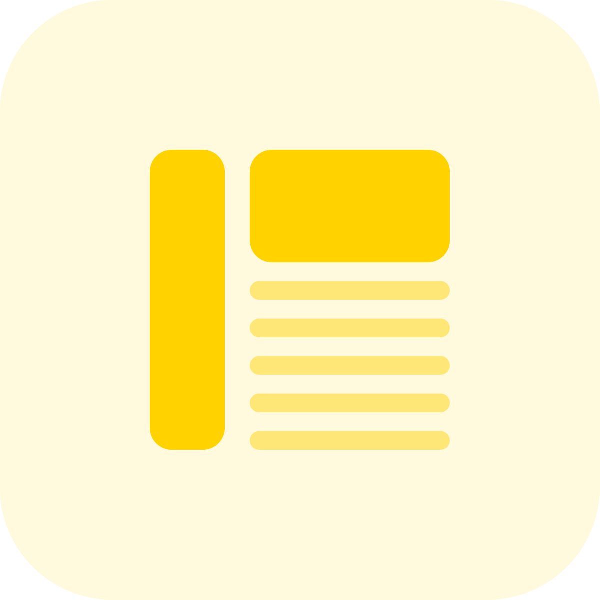 text mit seitenleiste icon
