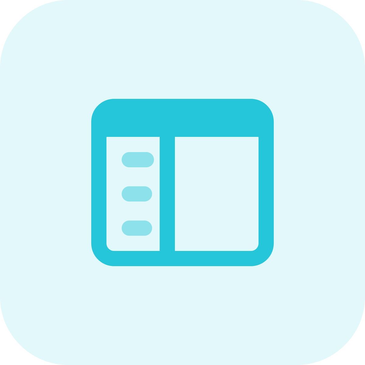 página com menu icon