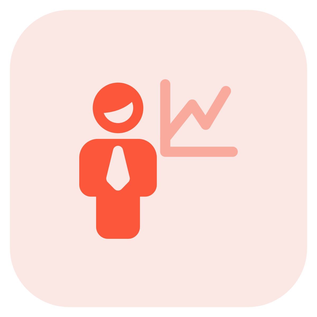line chart of the businessman with sales graph icon
