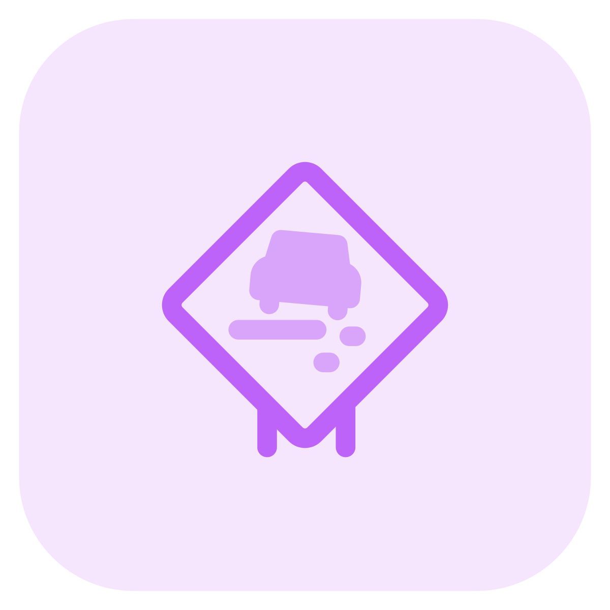 slippery road sign icon