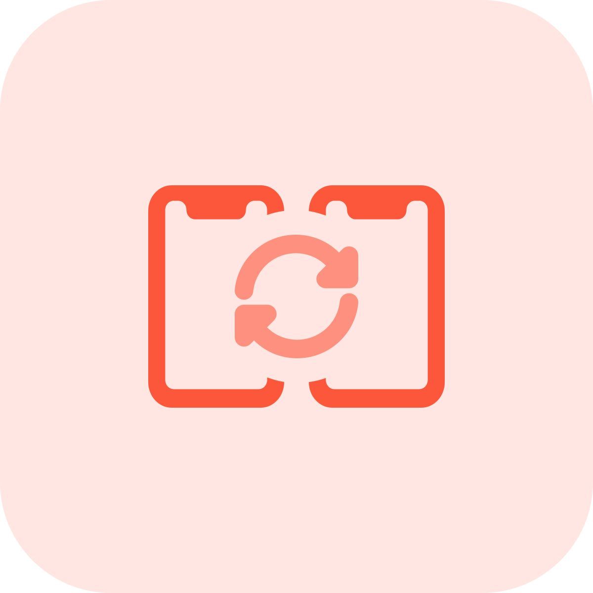 smartphone mit notch und loop synchronisationslayout icon