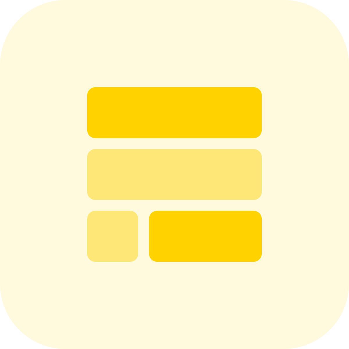 layout delle sezioni orizzontali icon