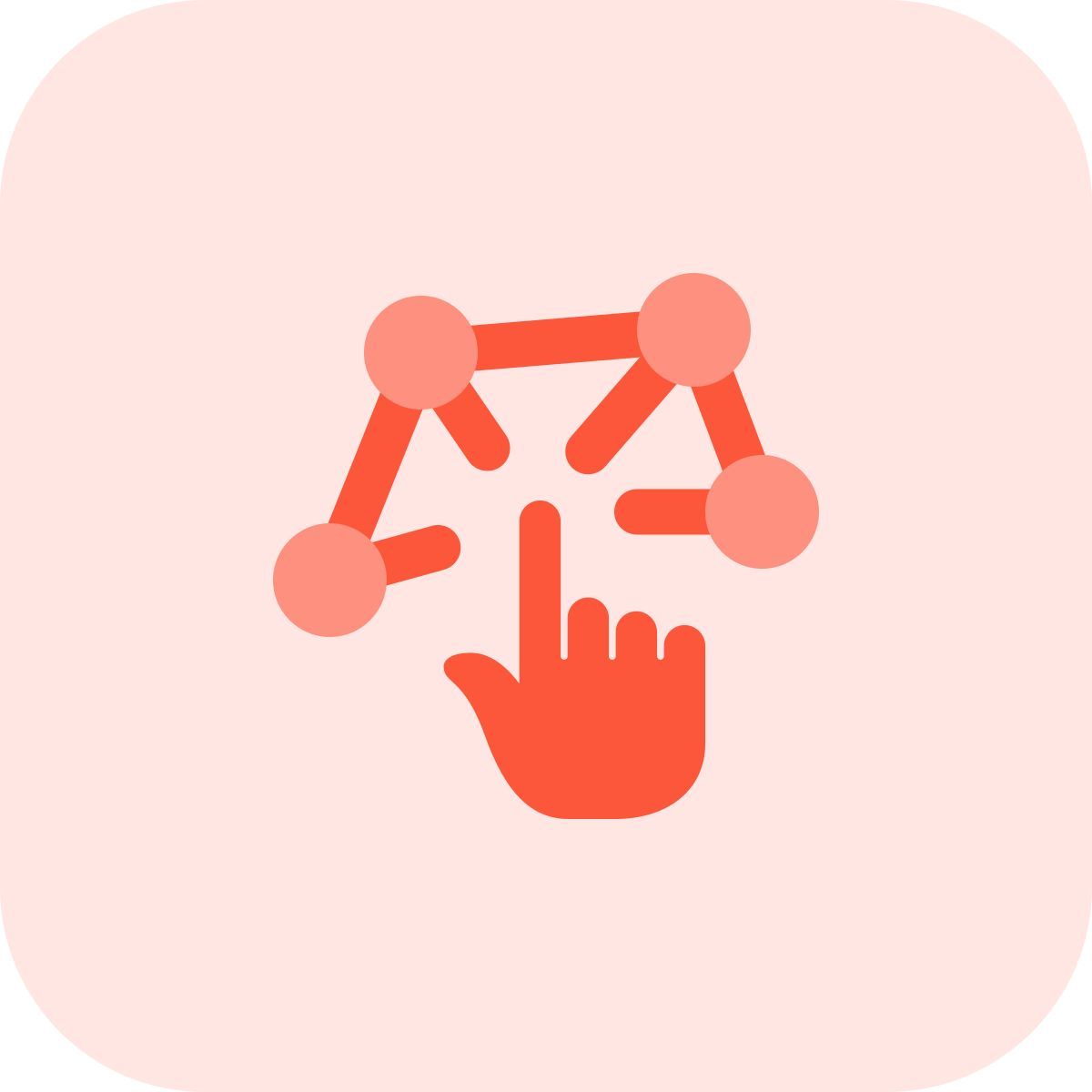 accesso touch esterno di una rete di nodi isolati su fondo bianco stampa tritone tal revivo icon