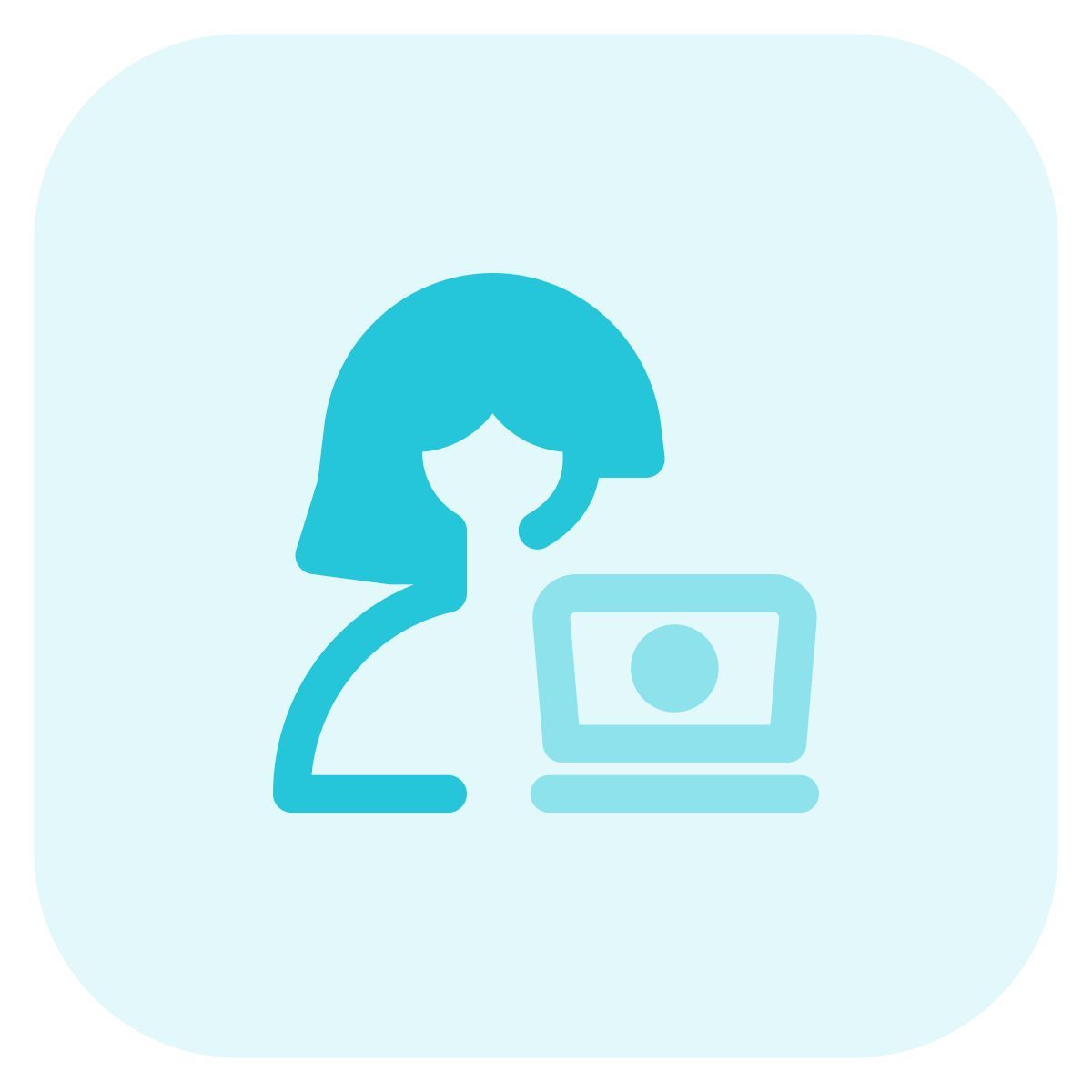 User or a programmer using a laptop for working online icon
