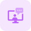 external online-chat-conversation-with-speech-bubble-in-monitor-meeting-tritone-tal-revivo icon