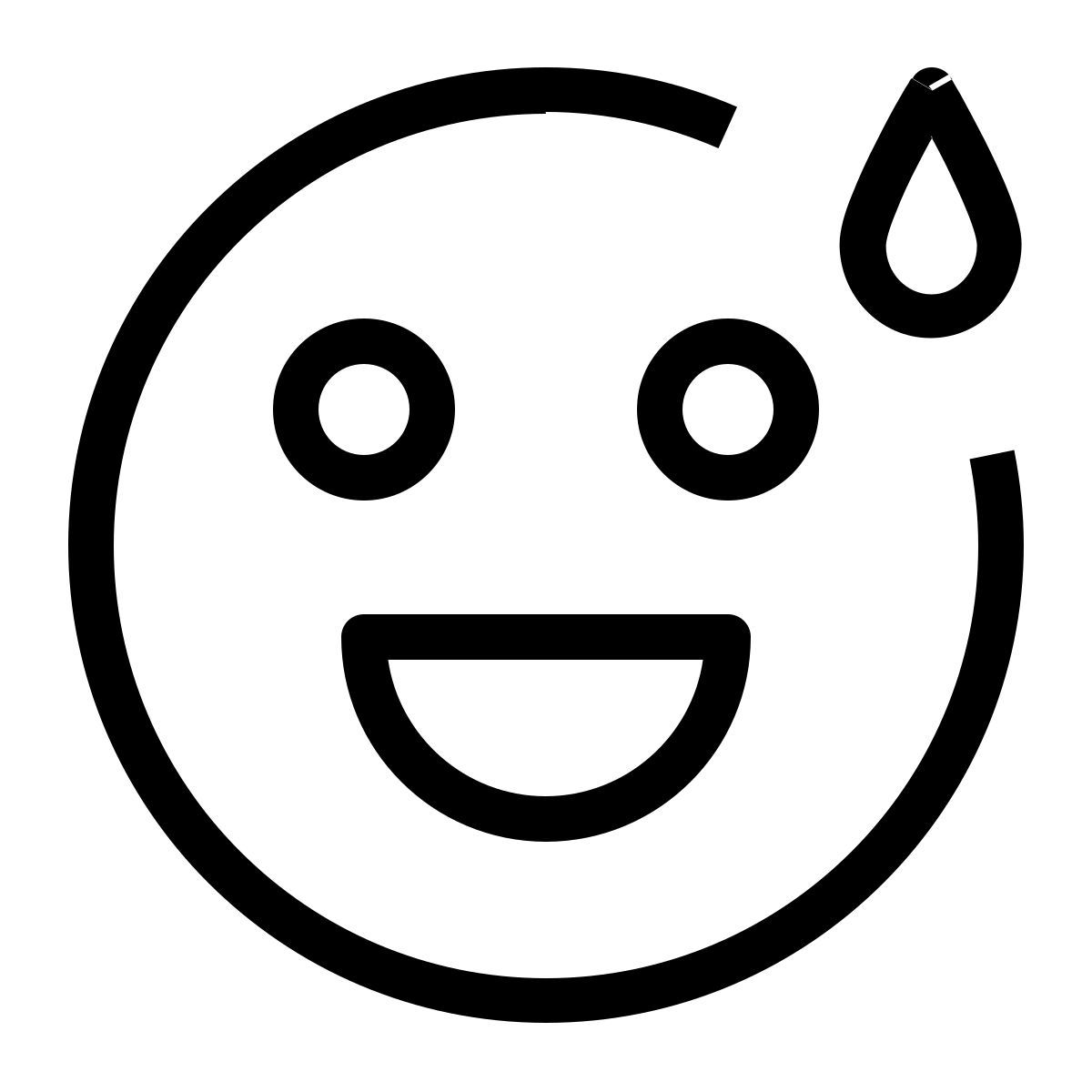 eyes open sweat grin icon
