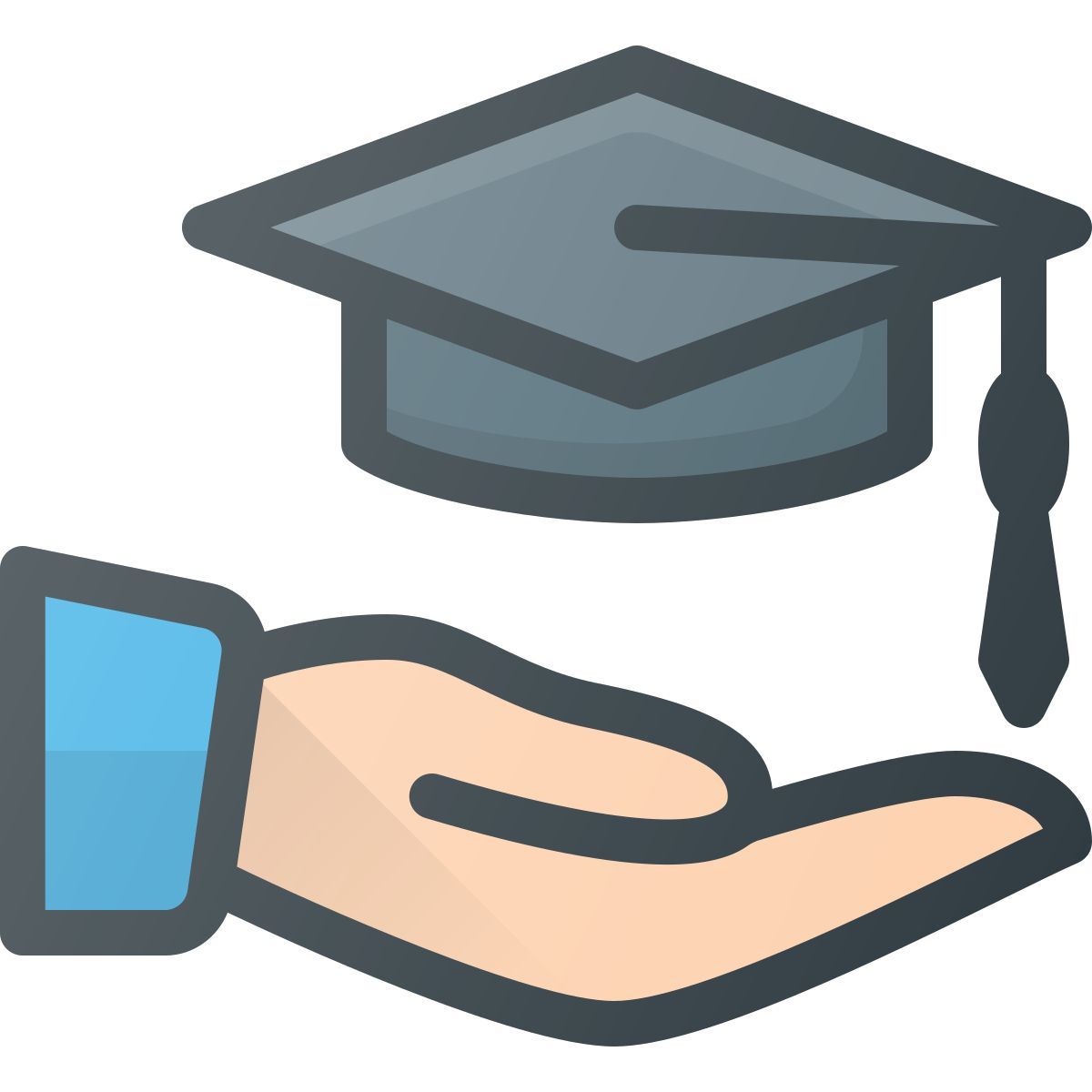 hand holding graduation cap icon