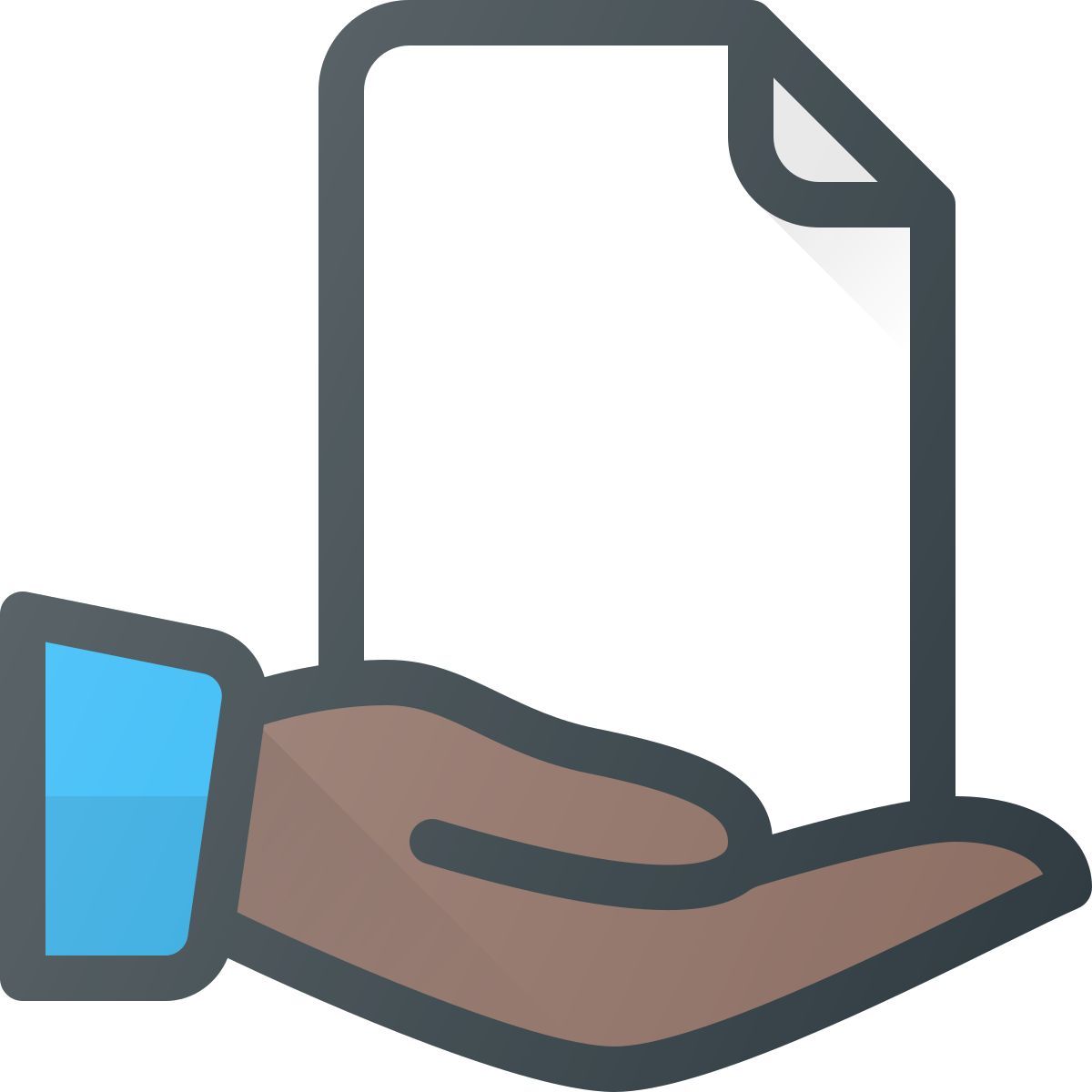 hand holding paper icon