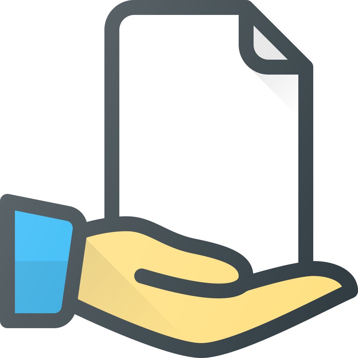 hand holding paper icon