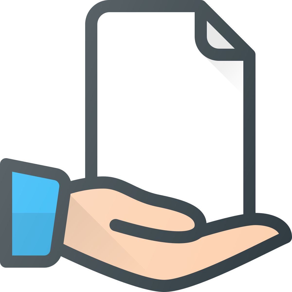hand holding paper icon