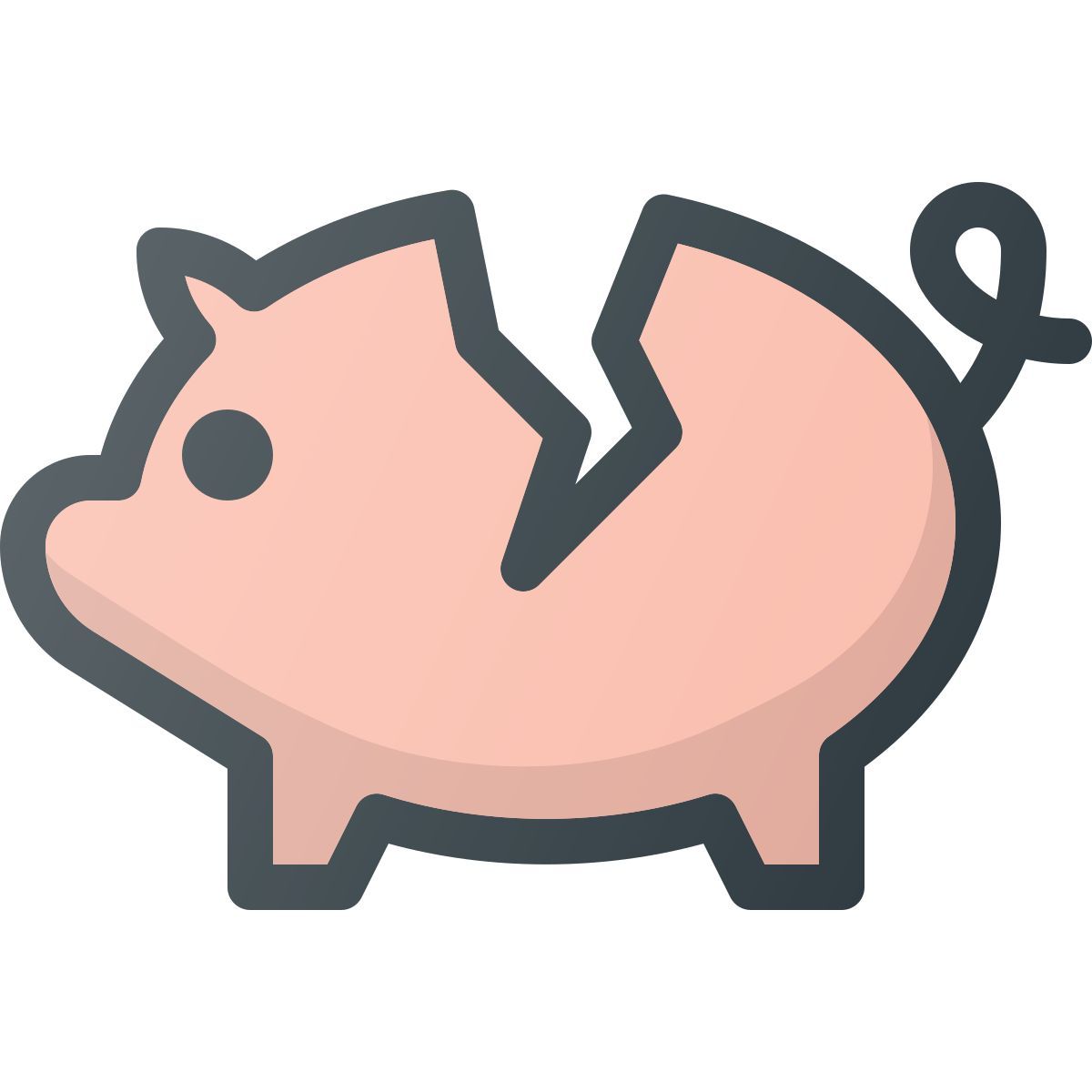 broken piggy bank icon
