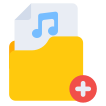 external add-video-music-and-multimedia-vectorslab-flat-vectorslab icon