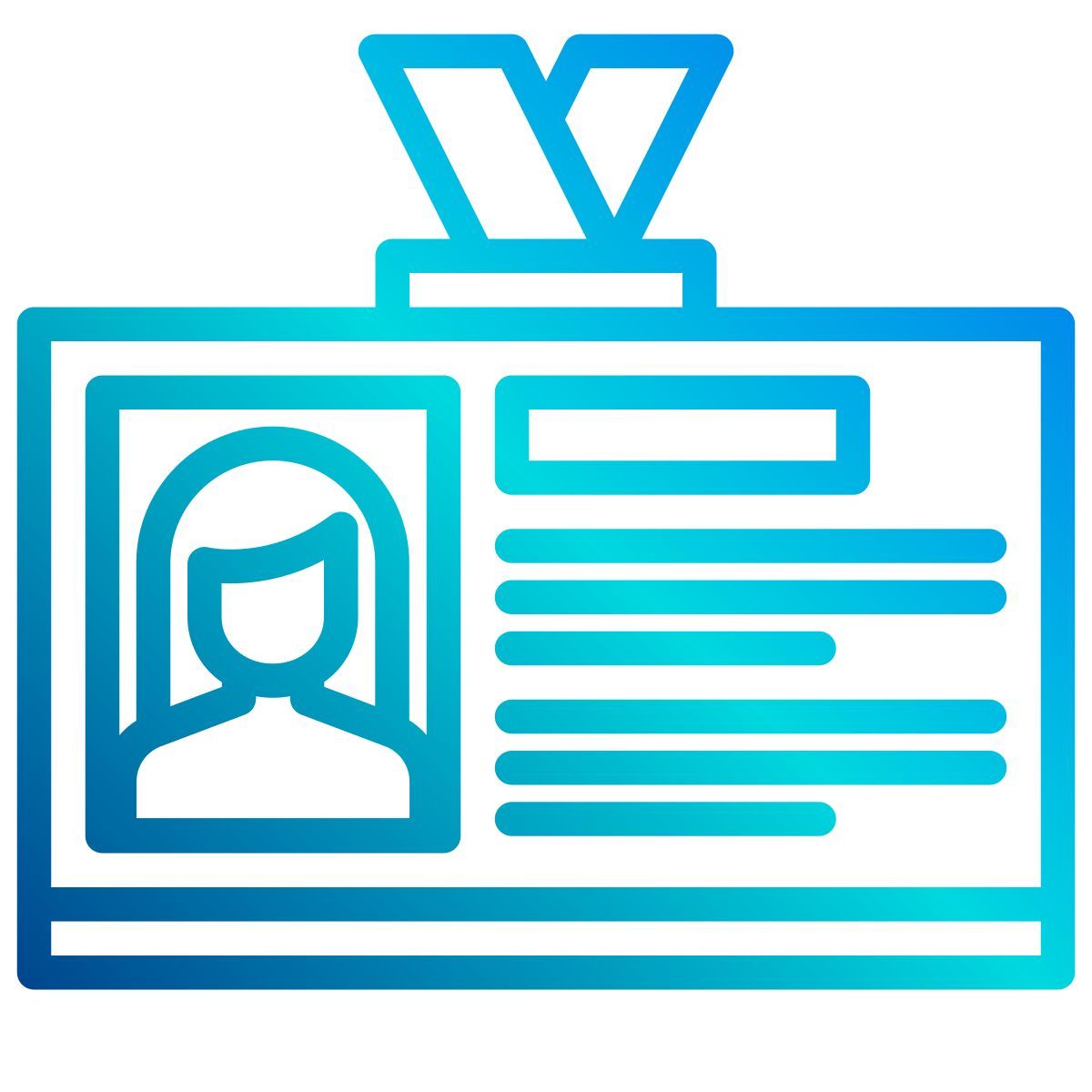 tarjeta de identificación externa líder y trabajo en equipo xnimrodx gradiente lineal xnimrodx icon