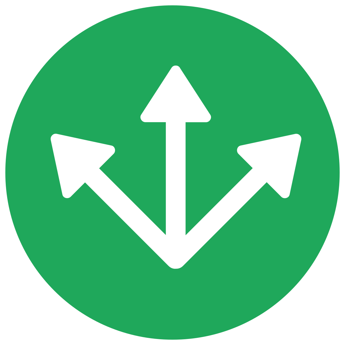 infographic style split three ways icon